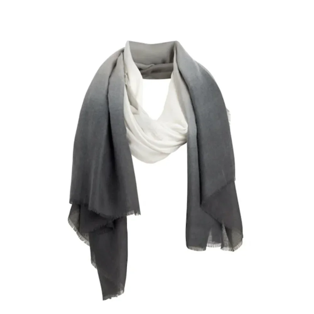 CUSHNIE Carly Grey Horizon Ombre Oversized Scarf